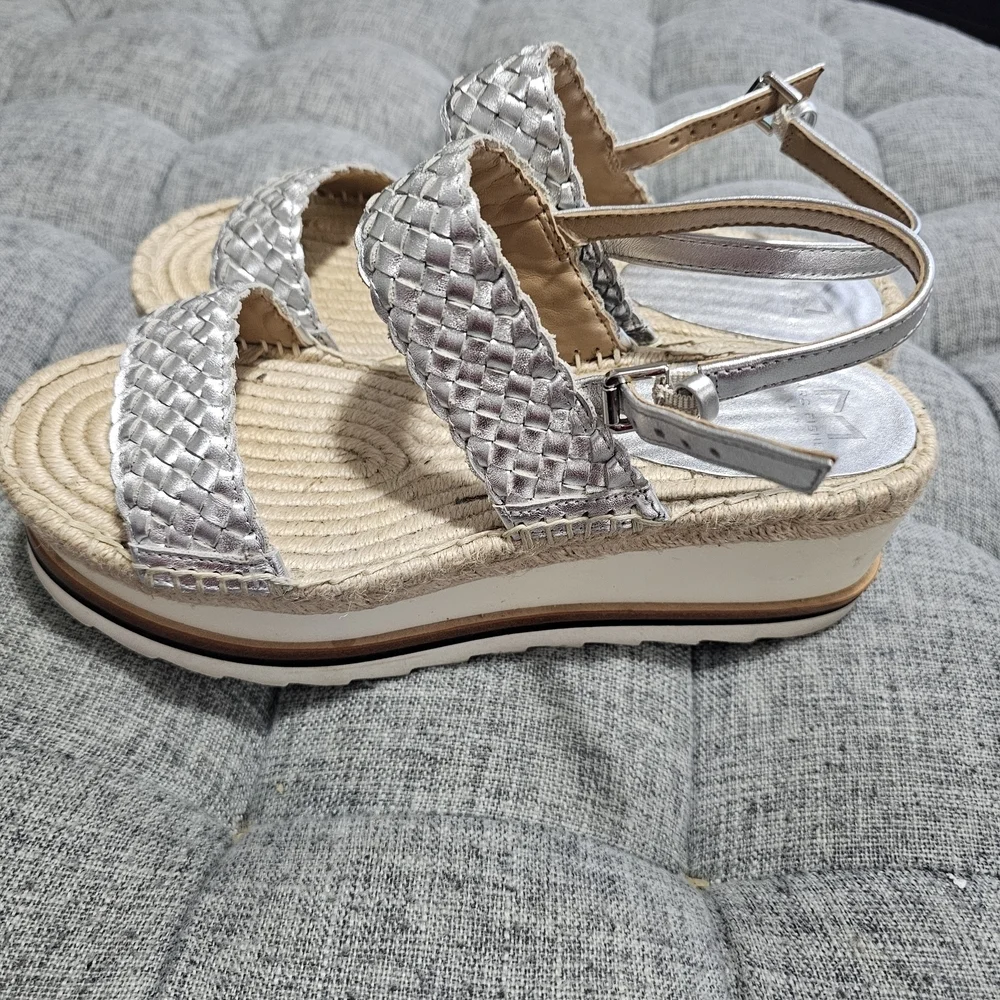 Marc Fisher Silver Braided Women's Sandals Platform Size 8m